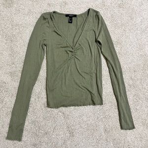 forever 21 green long sleeve ruched top